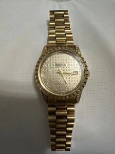 Men’s Croton Diamond Gold Watch w/ Skeleton Back. Rare! - Picture 1 of 14