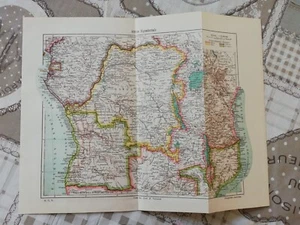 Tavola Geografica Cartina Africa Equatoriale 1930 Circa - Picture 1 of 1