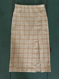 ZARA Yellow Plaid Midi Pencil Skirt. Women’s Size M. High Waisted With Slit - Picture 1 of 9