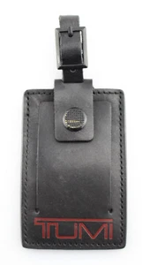 TUMI 'Alpha' Black / Red Leather Luggage Tag - Large - Picture 1 of 2