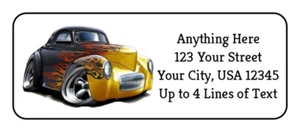 1941 Willys Funny Car #1 Black & Gold on 60 GLOSSY Photo Return Address Labels - Picture 1 of 1