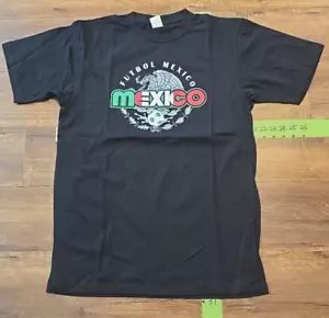 Football Mexico Graphic T-Shirt Size Large Black NWOT - Picture 1 of 5