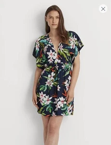 NWT Lauren Ralph Lauren Tropical Airy Cover up Dress Plus Size 3XL Rainforest. - Picture 1 of 10