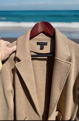 J. Crew 100% Merino Wool G7746 Open Front Sweater Blazer Jacket Khaki Ladies XS - Image 1 of 4