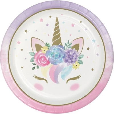 Unicorn Paper Plates 9" - 8 Pack - Image 1 of 4