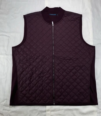 Perry Ellis Quilted Vest Men's XXL Burgundy Lightweight Full-Zip Pockets - Image 1 of 4