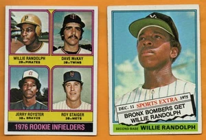 Lotto 2 carte Willie Randolph 1976 Topps con ROOKIE New York Yankees Pirates EXMT+ - Foto 1 di 2