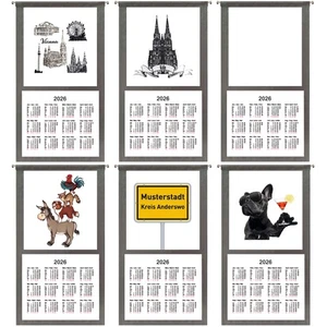 Stoffkalender Wandkalender, diverse Motive, grauer Rahmen, 35 x 65cm, Baumwolle, - Bild 1 von 5