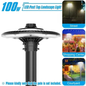 100W 15000LM LED Outdoor Post Top Light Dusk to Dawn Parking Lot Street Lighting - Picture 1 of 11