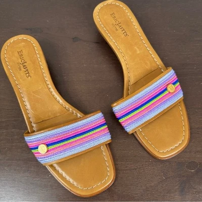 Sandalias Eric Javits para mujer 8 multicolores arco iris rayas punta abierta toboganes de verano Foto 1 de 4