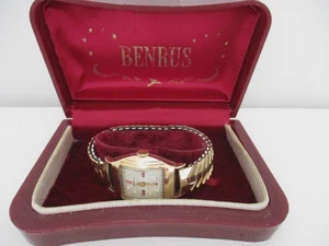 Vintage Benrus Mens Wristwatch Rubies & Diamonds 10k RGP 17 Jewels 1950's - Picture 1 of 15