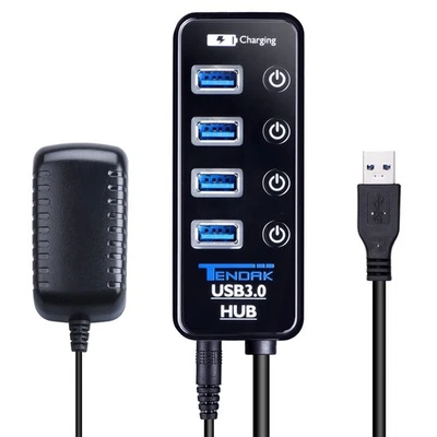 USB 3.0 Hub - USB Hub with 4 USB 3.0 Data Ports + 1 USB Smart Charging Port a... - Image 1 of 4