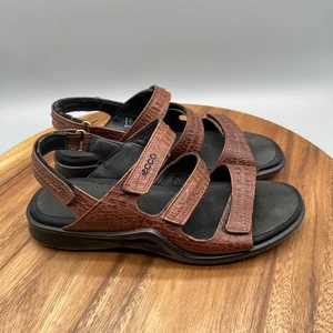 Sandalias Ecco Flutter para mujer talla 9/40 cuero marrón con tiras cómodas informales - Imagen 1 de 8