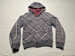 Volcom Womens Size Small Gray Plaid Full Zip Hooded Jacket Skater Vintage *Read* - Picture 1 of 23