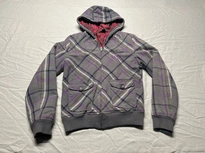 Volcom Womens Size Small Gray Plaid Full Zip Hooded Jacket Skater Vintage *Read* - Image 1 of 4