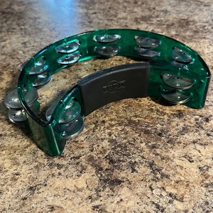 Izzo Tamburin, transluzent grün, Halbmondform, Double Jingles, Halbmond - Bild 1 von 4