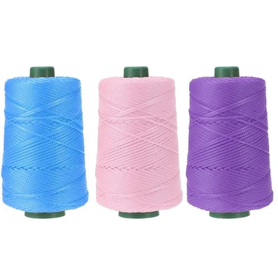 3 Pcs Polyester Macrame Cord, 3mm x 219 Yards - (Light Blue/Light Pink/Purple) - Image 1 of 4