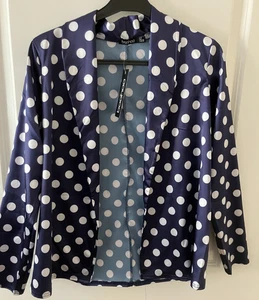 Boohoo Blue Silky Polka Dot Long Sleeved Jacket New with TAGS Size 10 (UK) - Picture 1 of 4