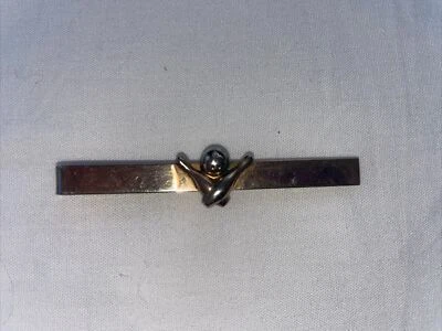 Vintage SWANK BOWLING Pins Tie Bar Clasp Clip, Brass 2.75" Foto 1 de 4
