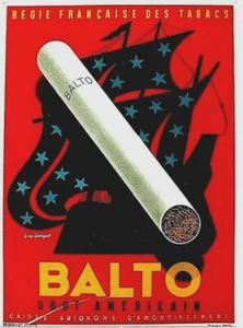 Póster original vintage BALTO CIGARRILLOS FRANCESES MARINERO c.1960 - Imagen 1 de 1