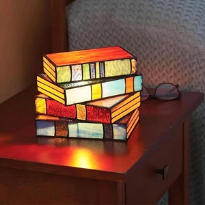 Resin Stacked Books Lamp Vintage Nightstand Desk Book Lamps Living Room Reading - Picture 1 of 1
