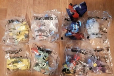 MISB Transformers Hasbro comp set 8 McDonalds Happy Meal toys Optimus Megatron - Image 1 of 4