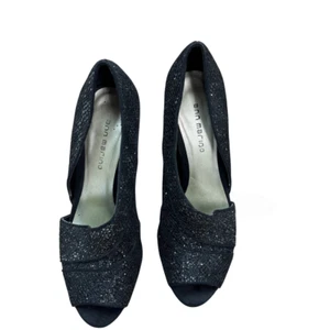 Ann Marino Sparkly Blk High Heels Formal peep toe Evening Shoes , Size 8 - Picture 1 of 6