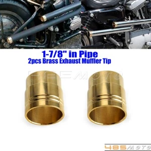 2X Brass Exhaust Muffler Tip 2" Exhaust Pipe Fits For Chopper Cafe Racer Cruiser - Picture 1 of 6
