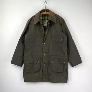 Barbour Solway Zipper Wax Jacket Mens C38 Olive Green Vintage Classic 1 Crest - Picture 1 of 17