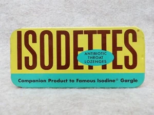Vintage Tin 1962 ISODETTES Antibiotic Throat Lozenges 89¢ - Picture 1 of 4