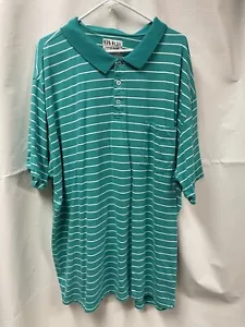 626 Azul Vintage Excedente Para Hombre Informal Mangas Cortas Camisa Verde a Rayas 4XLT - Imagen 1 de 4