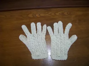 VINTAGE 50ER JAHRE KINDER GEHÄKELTE MÄDCHEN HANDSCHUHE - Bild 1 von 5