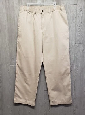 Vintage Eddie Bauer Pants Womens Large Chino Straight Elastic Waist Khaki 36x32  - Image 1 of 4