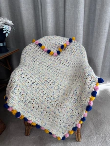 Handmade Crochet Baby Blanket Car, Cot, Floor, Pram Gift Gender Neutral - Picture 1 of 11
