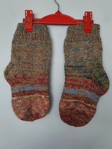 Handmade Womens Knitted Socks Size 6. Wide Multicolored Acrylic Mix. New - Picture 1 of 4