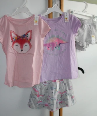 4 PC SET Girls Size 5 Jumping Beans Tops Shorts Skirt Lot NEW NWT Fox Dinosaurs - Imagem 1 de 4
