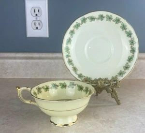 Tazza da tè e piattino Paragon doppio mandato foglia d'acero verde giallo Ontario Crest - Foto 1 di 10