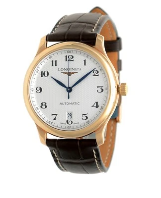 浪琴表 Master 18K 纯玫瑰金 38.5 毫米表壳,银色表盘,男士手表。 — 第 1/4 张图片