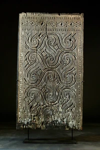 Antiguo panel genuino policromado tallado de pared de casa Toraja #Tongkonan - Imagen 1 de 13