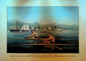 Currier & Ives Calendar Topper 1960 James Hammill Walter Brown Rowing Match - Picture 1 of 1