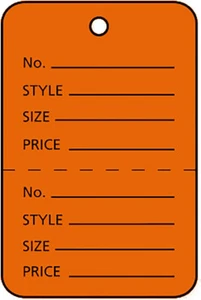 3000 Orange Perforated Tags Price Sale 1 ¼ x 1 ⅞” Two Part Unstrung Tag Small - Picture 1 of 2