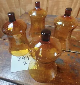 Votive Cups Set of 4 Homco Home Interior Amber Brown Glass Diamond Design - Picture 1 of 9