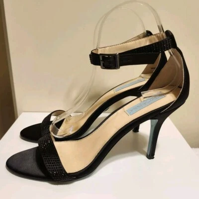 Betsey Johnson "Shilo" Black Rhinestone/Silk Strappy Sandals Sz.9 MSRP $109 - Image 1 of 4