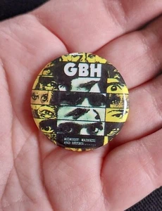 Vintage 80s GBH Punk Band Midnight Madness And Beyond Pin Badge Button Pinback - Picture 1 of 8