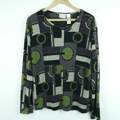 Top Grande De Colección Años 90 Y2K Extravagante Estampado Abstracto Funky Artístico Mod Retro Officecore Foto 1 de 4