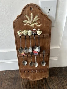 Vintage Teelöffel Holzgestell plus 10 Teelöffel Teekanne Löffel Teelöffel - Bild 1 von 11
