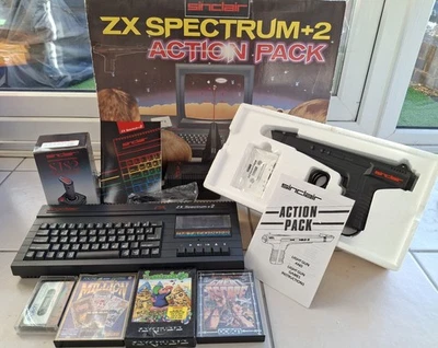 Sinclair Spectrum +2 128k Action Pack (Spares or repair) Light Gun, Joystick - Image 1 of 4