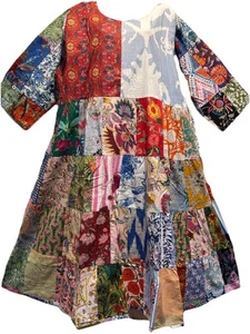 Neu mit Etikett FUNKY STUFF nichts passt Patch Baumwolle Maxi Hippie Boho KLEID 3X kostenloser Versand - Bild 1 von 6