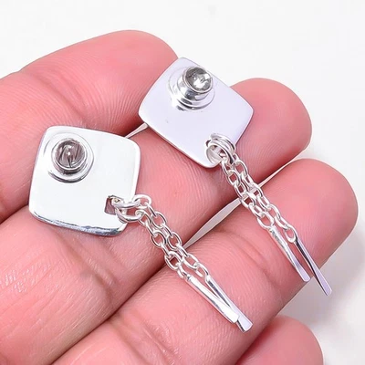 Black Rutilated Quartz 925 Sterling Silver Earring 1.72" E26, Christmas Gift - Image 1 of 4