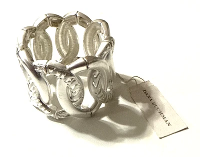 NUEVO Brazalete Brazalete Dana Buchman Ancho Tono Plata Texturizado Ovalos Nuevo con Etiquetas Foto 1 de 4